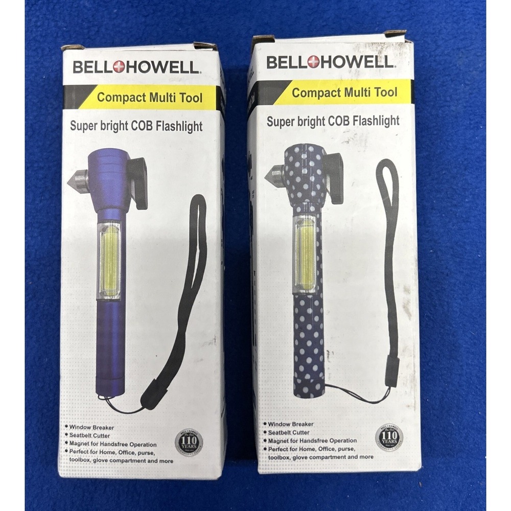 Bell Howell Multi Tool Window Breaker Magnet Flashlight Seatbelt Cutter Set Of 2